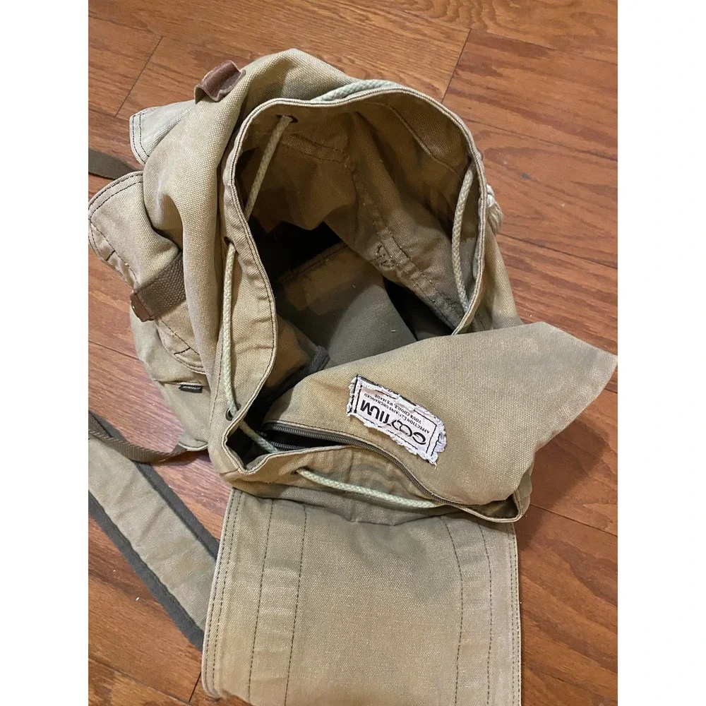 Gootium Canvas Rucksack Backpack Bag Drawstring Buckle Close Messenger Outdoor
